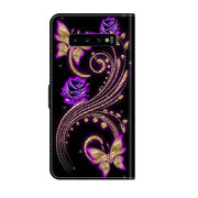 For Samsung Galaxy S10+ Crystal 3D Shockproof Protective Leather Phone Case(Purple Flower Butterfly)