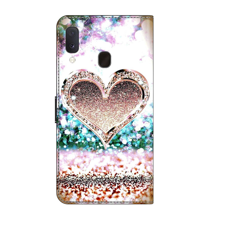 For Samsung Galaxy S10e Crystal 3D Shockproof Protective Leather Phone Case(Pink Diamond Heart)