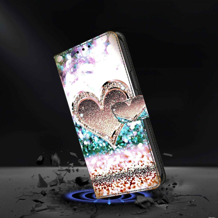 For Samsung Galaxy S10e Crystal 3D Shockproof Protective Leather Phone Case(Pink Diamond Heart)