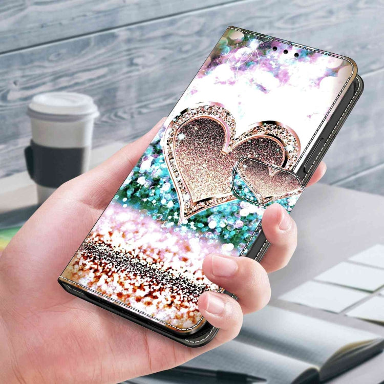 For Samsung Galaxy S10e Crystal 3D Shockproof Protective Leather Phone Case(Pink Diamond Heart)