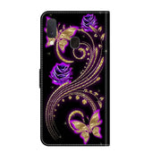 For Samsung Galaxy S10e Crystal 3D Shockproof Protective Leather Phone Case(Purple Flower Butterfly)