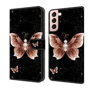 For Samsung Galaxy S21 Crystal 3D Shockproof Protective Leather Phone Case(Pink Diamond Butterfly)