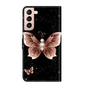 For Samsung Galaxy S21 Crystal 3D Shockproof Protective Leather Phone Case(Pink Diamond Butterfly)