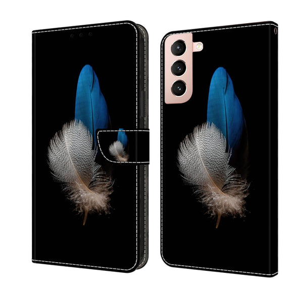 For Samsung Galaxy S21 Crystal 3D Shockproof Protective Leather Phone Case(Two Branches)