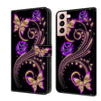 For Samsung Galaxy S21 Crystal 3D Shockproof Protective Leather Phone Case(Purple Flower Butterfly) - free shipping - PMC TechLife - Order now!