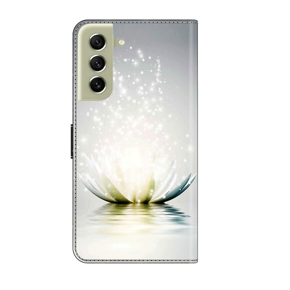 For Samsung Galaxy S21 FE 5G Crystal 3D Shockproof Protective Leather Phone Case(Light Lotus)