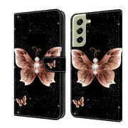 For Samsung Galaxy S21 FE 5G Crystal 3D Shockproof Protective Leather Phone Case(Pink Diamond Butterfly)