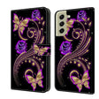 For Samsung Galaxy S21 FE 5G Crystal 3D Shockproof Protective Leather Phone Case(Purple Flower Butterfly) - free shipping - PMC TechLife - Order now!