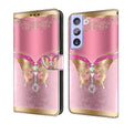 For Samsung Galaxy S21+ Crystal 3D Shockproof Protective Leather Phone Case(Pink Bottom Butterfly) - free shipping - PMC TechLife - Order now!