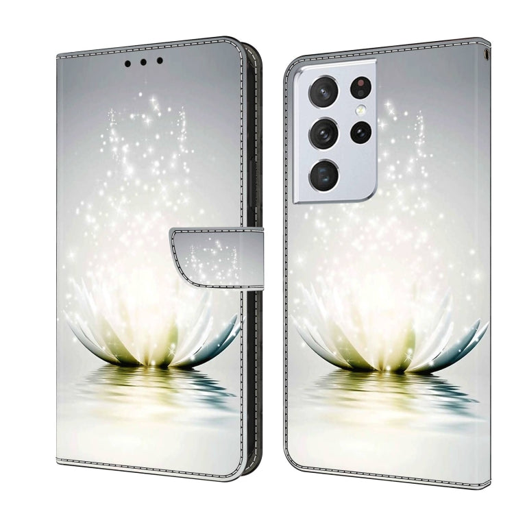 For Samsung Galaxy S21 Ultra Crystal 3D Shockproof Protective Leather Phone Case(Light Lotus)