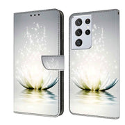 For Samsung Galaxy S21 Ultra Crystal 3D Shockproof Protective Leather Phone Case(Light Lotus)