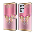 For Samsung Galaxy S21 Ultra Crystal 3D Shockproof Protective Leather Phone Case(Pink Bottom Butterfly) - free shipping - PMC TechLife - Order now!