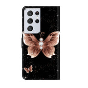 For Samsung Galaxy S21 Ultra Crystal 3D Shockproof Protective Leather Phone Case(Pink Diamond Butterfly)