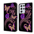 For Samsung Galaxy S21 Ultra Crystal 3D Shockproof Protective Leather Phone Case(Purple Flower Butterfly) - free shipping - PMC TechLife - Order now!