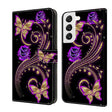 For Samsung Galaxy S22 Crystal 3D Shockproof Protective Leather Phone Case(Purple Flower Butterfly) - free shipping - PMC TechLife - Order now!