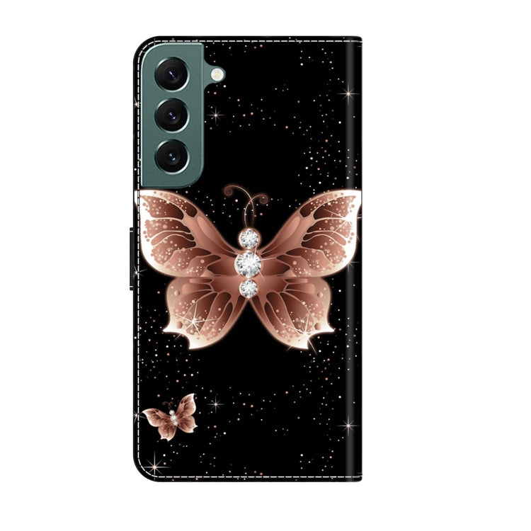 For Samsung Galaxy S22+ Crystal 3D Shockproof Protective Leather Phone Case(Pink Diamond Butterfly)