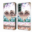 For Samsung Galaxy S22+ Crystal 3D Shockproof Protective Leather Phone Case(Pink Diamond Heart) - free shipping - PMC TechLife - Order now!