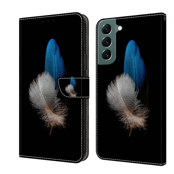 For Samsung Galaxy S22+ Crystal 3D Shockproof Protective Leather Phone Case(Two Branches)