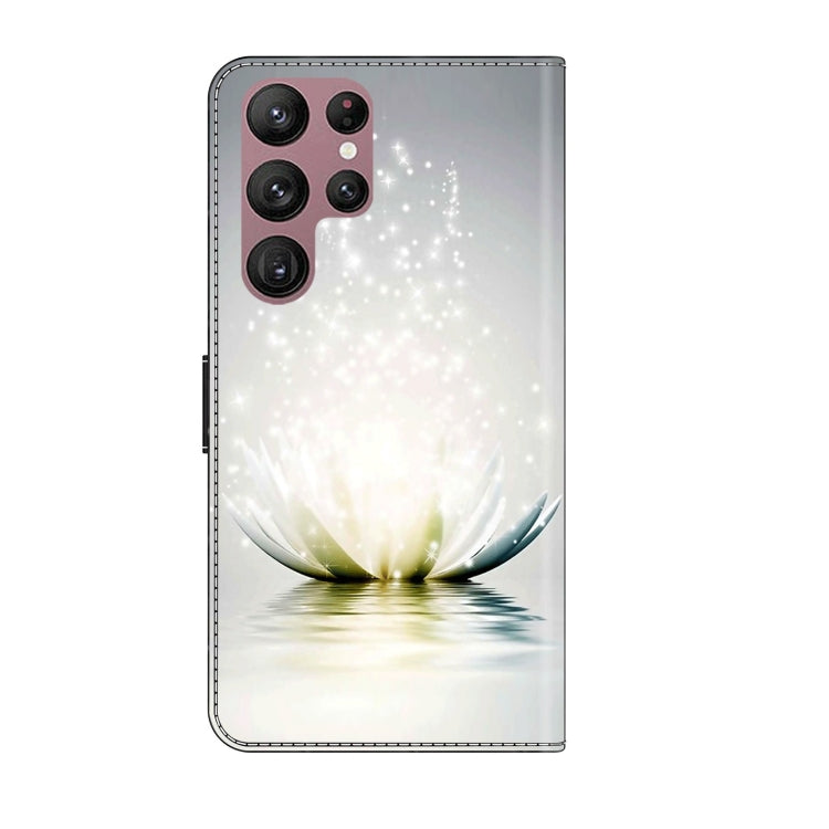 For Samsung Galaxy S22 Ultra Crystal 3D Shockproof Protective Leather Phone Case(Light Lotus)