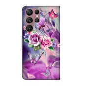 For Samsung Galaxy S22 Ultra Crystal 3D Shockproof Protective Leather Phone Case(Butterfly)