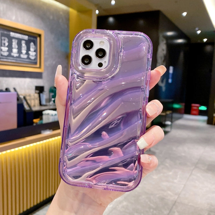 For iPhone 12 Laser Sequin Waves TPU Phone Case(Purple)