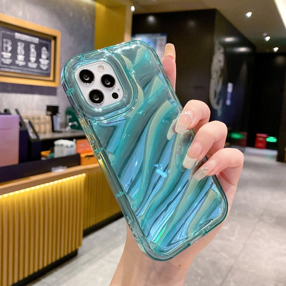 For iPhone 12 Pro Max Laser Sequin Waves TPU Phone Case(Blue)