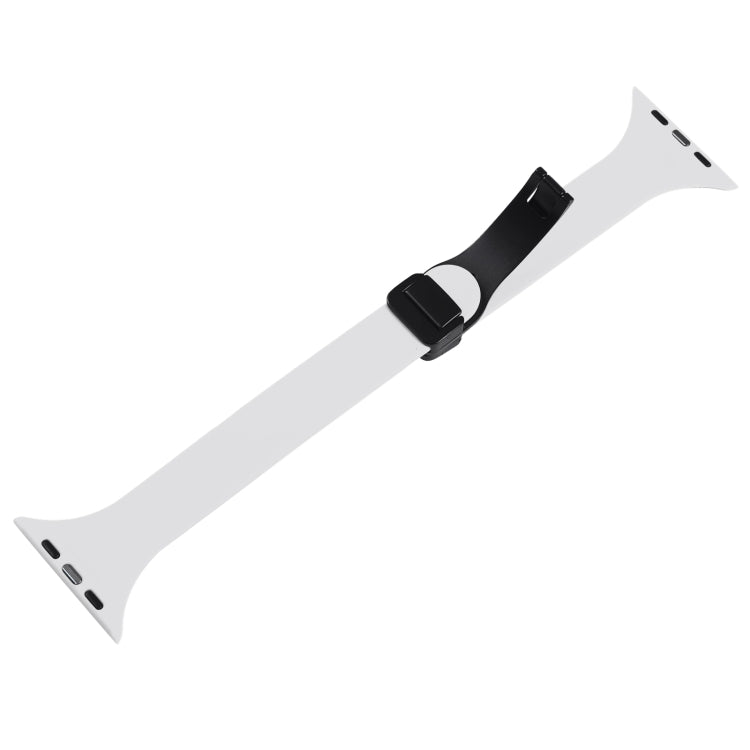 For Apple Watch Ultra 49mm Magnetic Buckle Slim Silicone Watch Band(White)