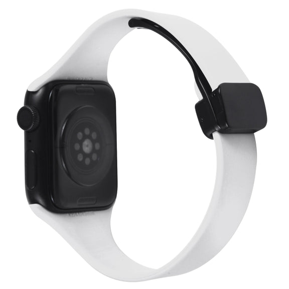 For Apple Watch Ultra 49mm Magnetic Buckle Slim Silicone Watch Band(White)