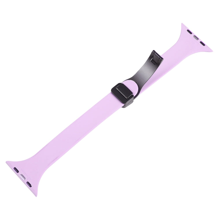 For Apple Watch Ultra 49mm Magnetic Buckle Slim Silicone Watch Band(Lavender)