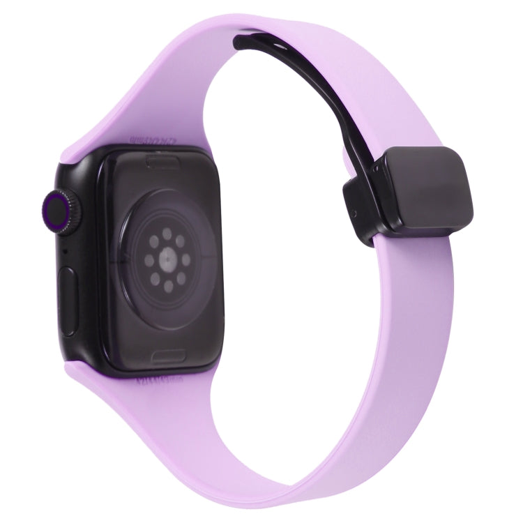 For Apple Watch Ultra 49mm Magnetic Buckle Slim Silicone Watch Band(Lavender)
