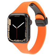 For Apple Watch 8 41mm Magnetic Buckle Slim Silicone Watch Band(Orange)