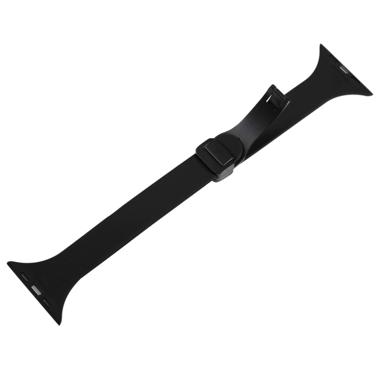 For Apple Watch 8 41mm Magnetic Buckle Slim Silicone Watch Band(Black)