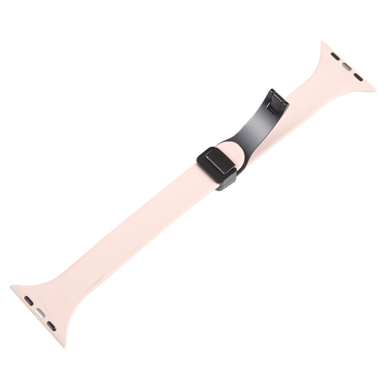 For Apple Watch 8 41mm Magnetic Buckle Slim Silicone Watch Band(Pink)