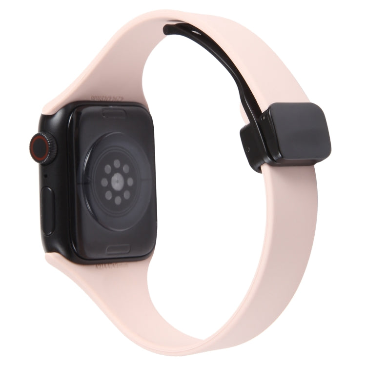 For Apple Watch 8 41mm Magnetic Buckle Slim Silicone Watch Band(Pink)