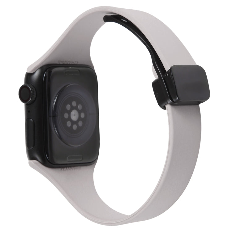 For Apple Watch 8 41mm Magnetic Buckle Slim Silicone Watch Band(Rock Grey)