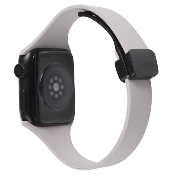 For Apple Watch 8 41mm Magnetic Buckle Slim Silicone Watch Band(Rock Grey)