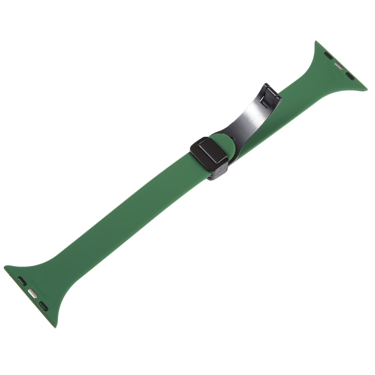 For Apple Watch 8 41mm Magnetic Buckle Slim Silicone Watch Band(Alfalfa Grass)