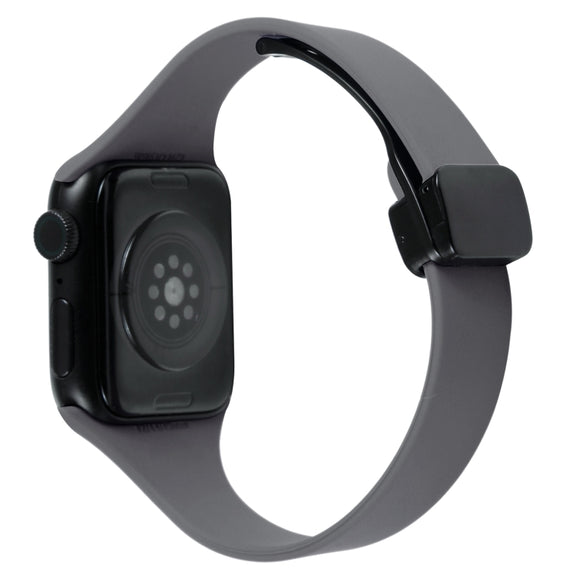 For Apple Watch 8 45mm  Magnetic Buckle Slim Silicone Watch Band(Starry Grey)