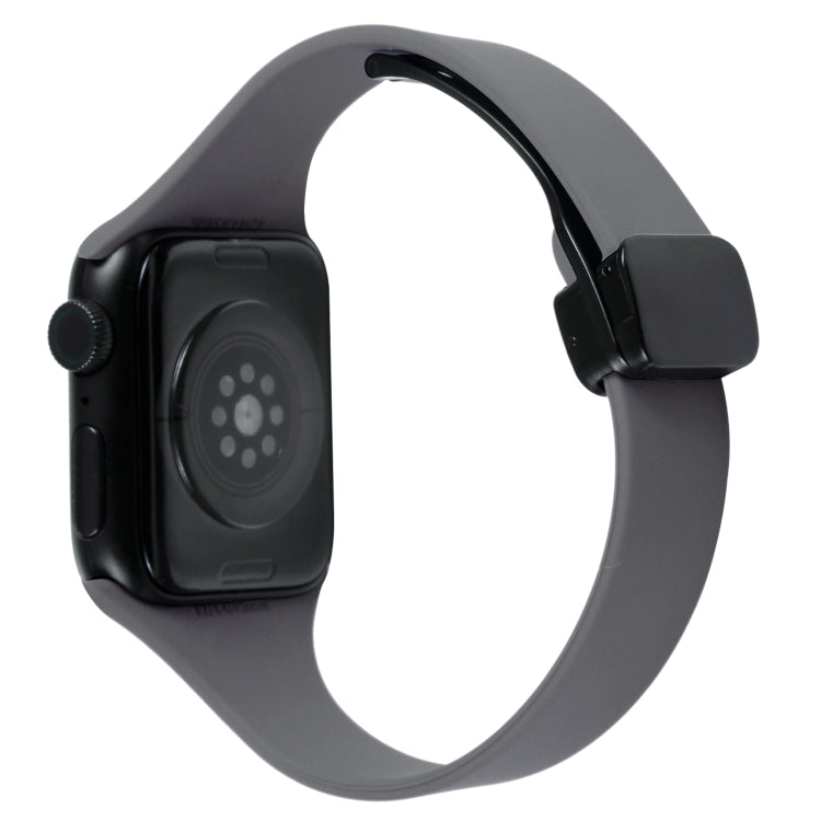 For Apple Watch 8 45mm  Magnetic Buckle Slim Silicone Watch Band(Starry Grey)