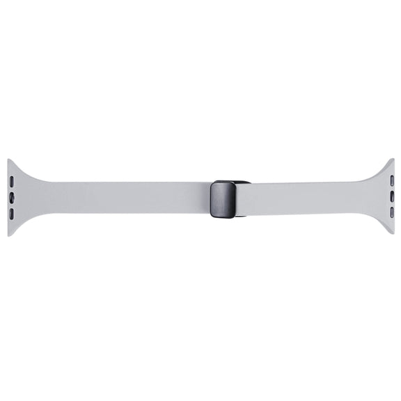 For Apple Watch 8 45mm  Magnetic Buckle Slim Silicone Watch Band(Light Grey)