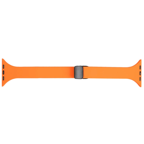 For Apple Watch SE 2022 44mm Magnetic Buckle Slim Silicone Watch Band(Orange)