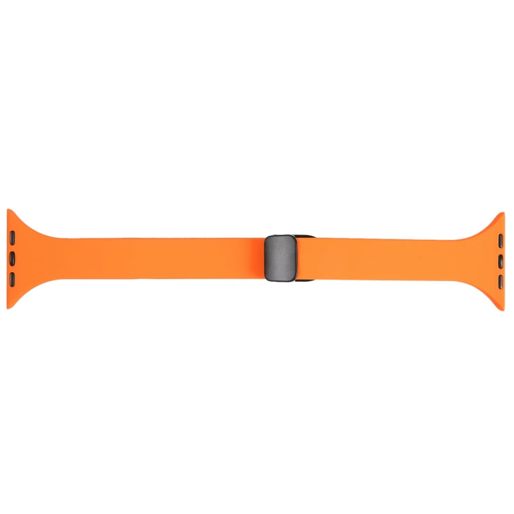 For Apple Watch 7 41mm Magnetic Buckle Slim Silicone Watch Band(Orange)