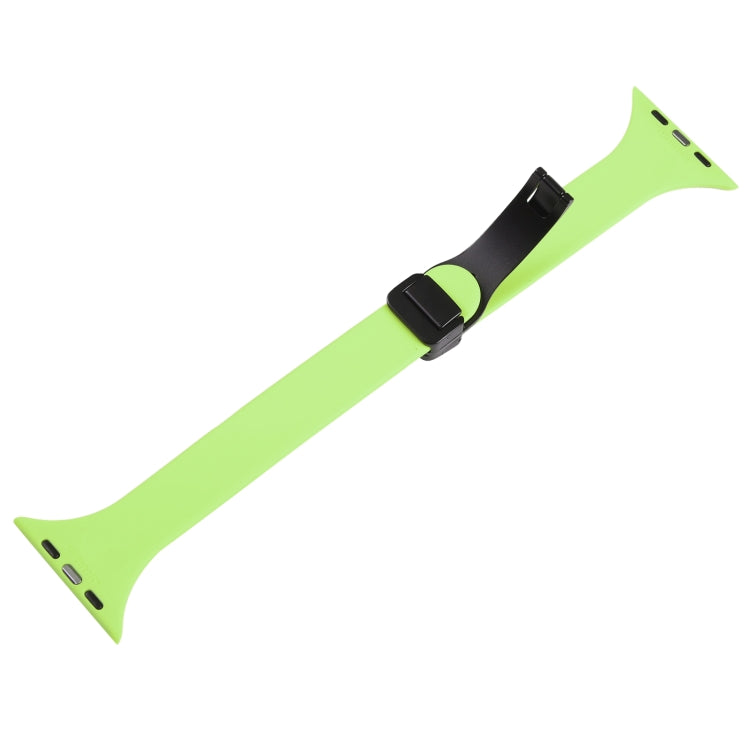 For Apple Watch 7 41mm Magnetic Buckle Slim Silicone Watch Band(Green)