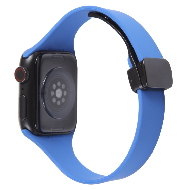 For Apple Watch 7 41mm Magnetic Buckle Slim Silicone Watch Band(Royal Blue)