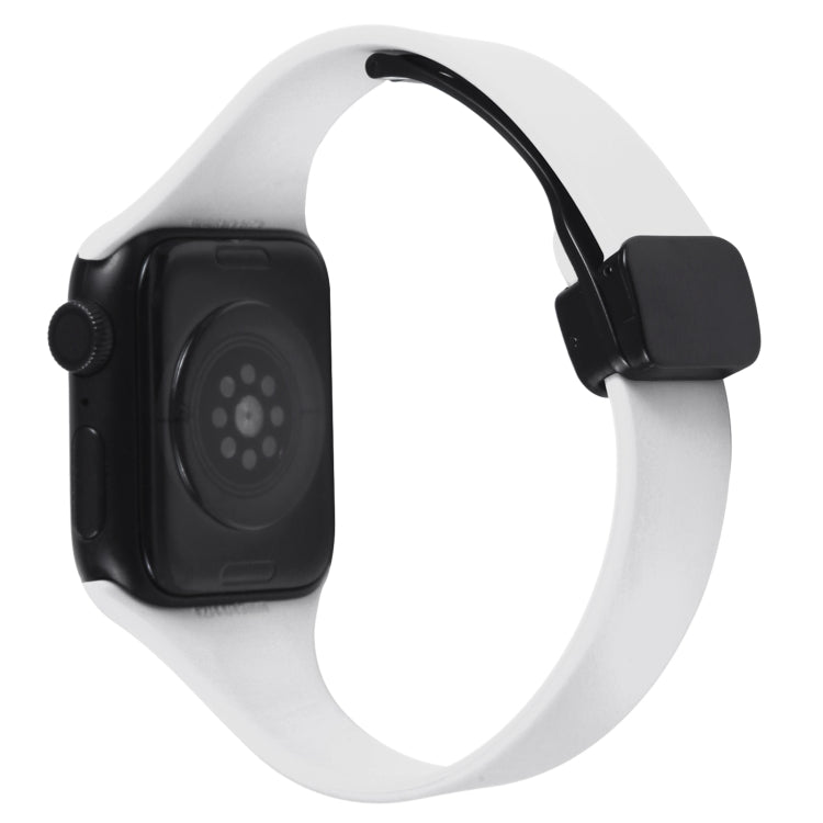 For Apple Watch SE 40mm Magnetic Buckle Slim Silicone Watch Band(White)