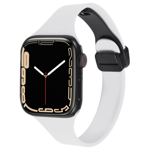 For Apple Watch SE 40mm Magnetic Buckle Slim Silicone Watch Band(White)