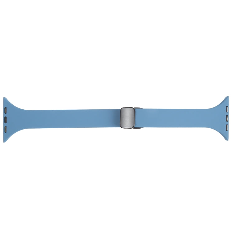 For Apple Watch SE 44mm Magnetic Buckle Slim Silicone Watch Band(Blue)