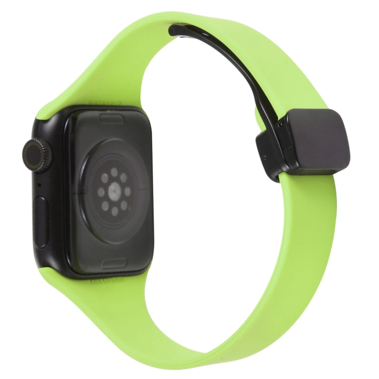 For Apple Watch 6 40mm Magnetic Buckle Slim Silicone Watch Band(Green)