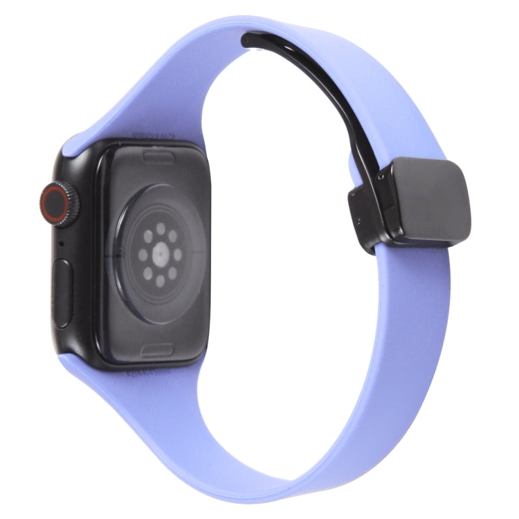 For Apple Watch 6 40mm Magnetic Buckle Slim Silicone Watch Band(Light Purple)