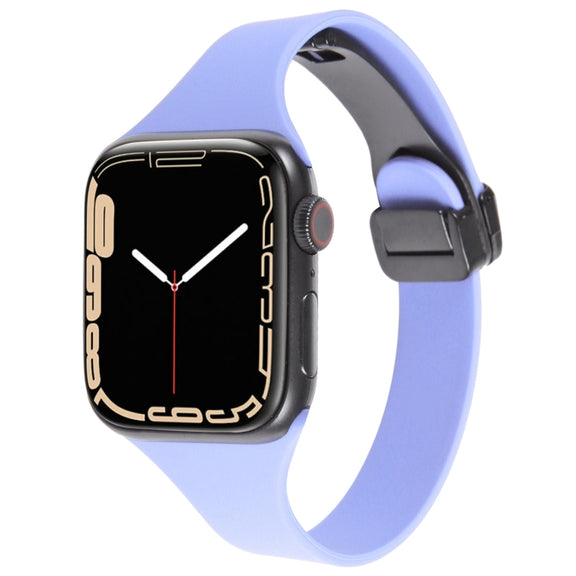 For Apple Watch 6 40mm Magnetic Buckle Slim Silicone Watch Band(Light Purple)
